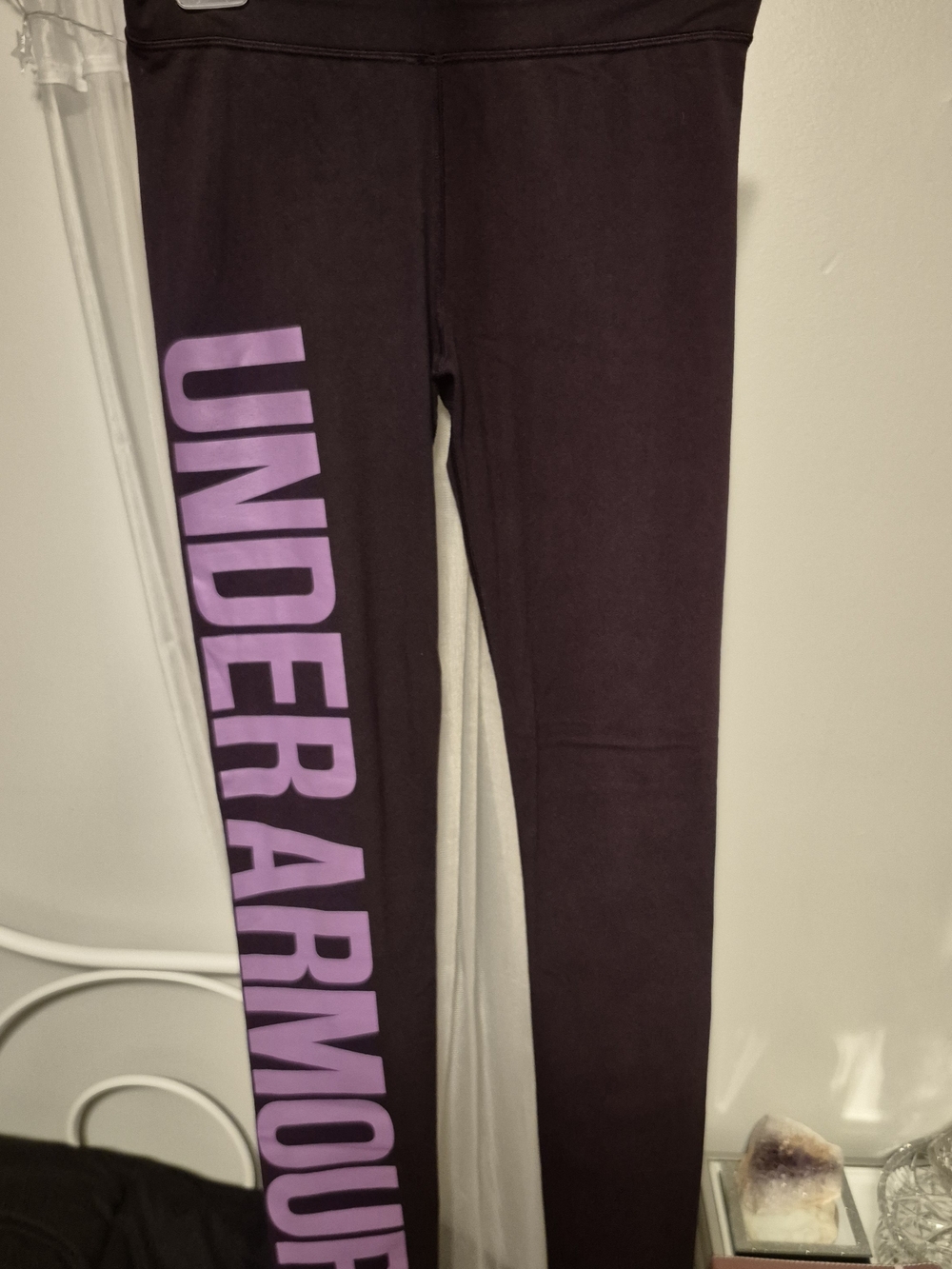 Under Armour Plum Leggings with Large Lilac Logo